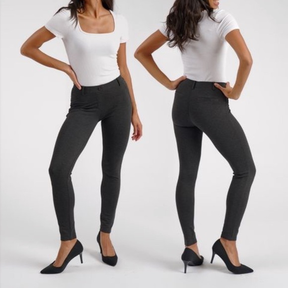Betabrand Classic skinny stretch pants in dark gray color - Picture 1 of 10